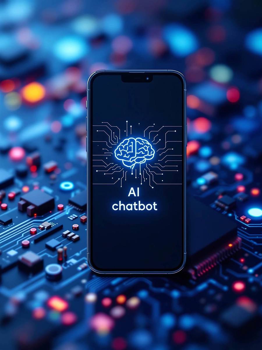 Chatbot AI visualizzato sullo schermo di uno smartphone