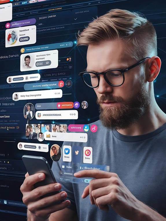 Persona che consulta interfacce dati animate sullo smartphone